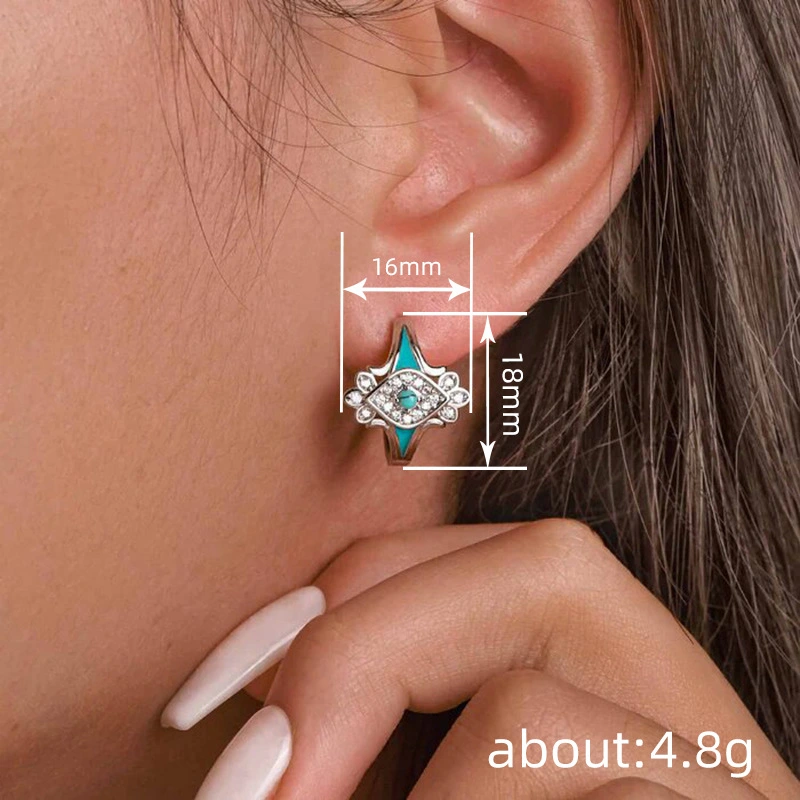  Trendy European and Korean Bohemian style earrings horse eye geometric oil drop jewelry exquisite retro fashion earrings