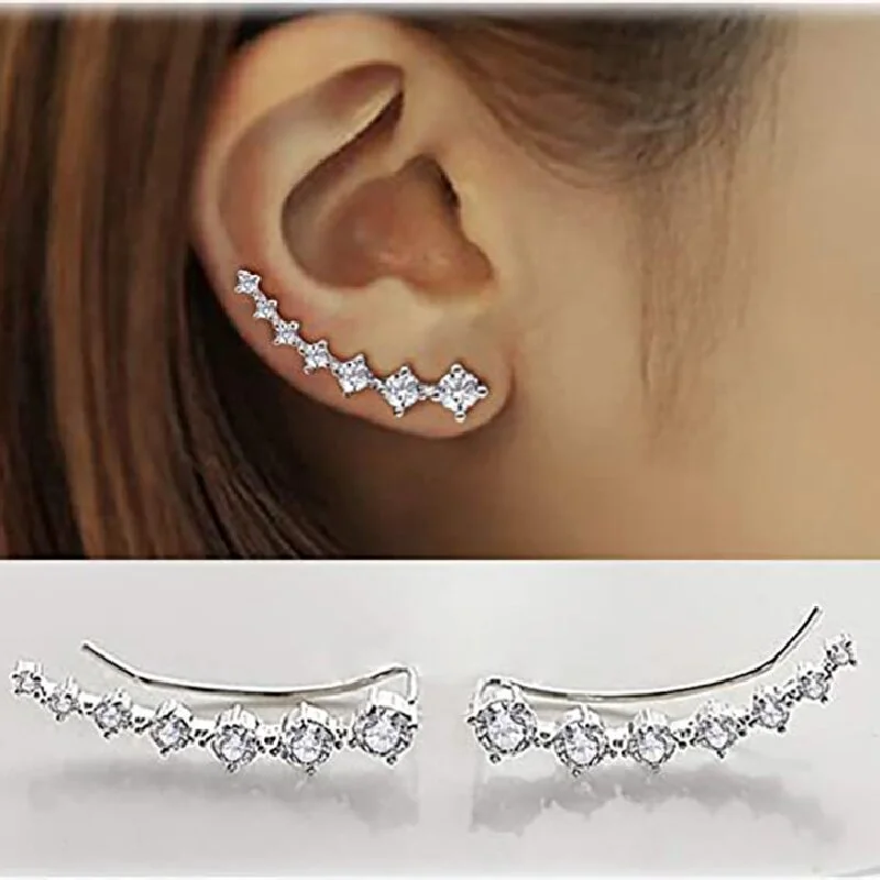 2023 new trend zircon super flash earrings Korean temperament Internet celebrity simple ear hook exquisite zircon earrings