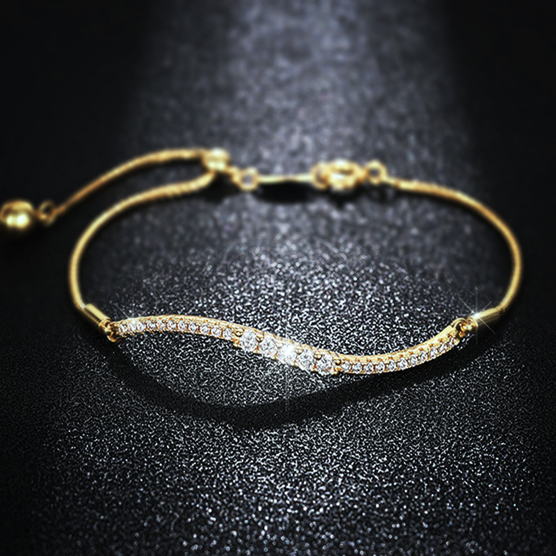 New simple minimalist bracelet for women with micro-inlaid zircon jewelry, adjustable length, exquisite hand jewelry