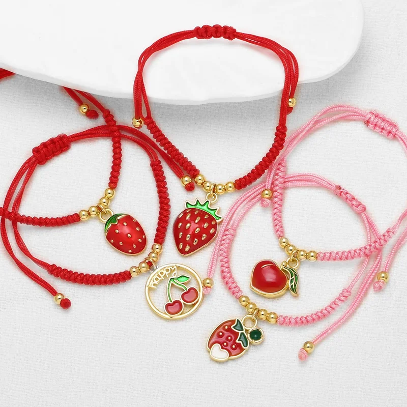 AS jewelry new fruit strawberry pendant red rope braided bracelet brj53 bracelet