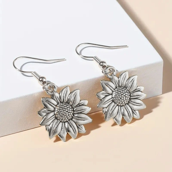 Simple personality metal ear hook sunflower high-end elegant earrings new plant flower earrings