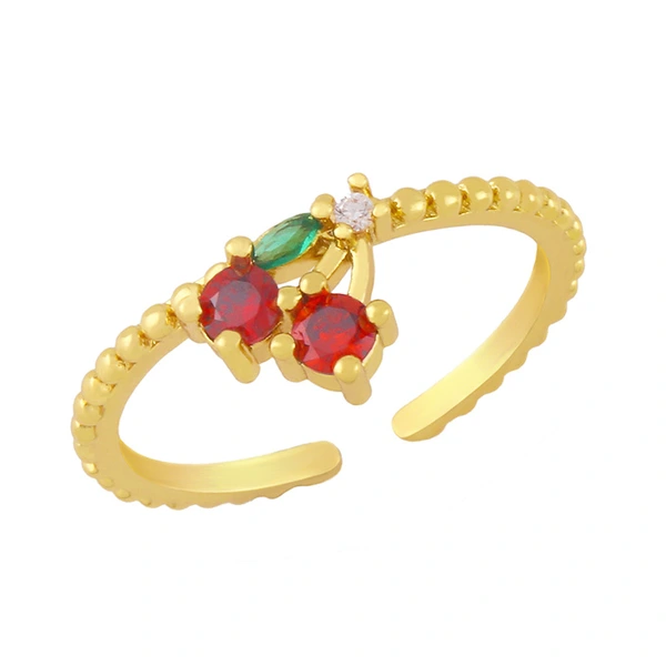 European and American jewelry clearance INS cute colored zirconium cherry strawberry watermelon grape fruit ring fun hand jewelry rim22