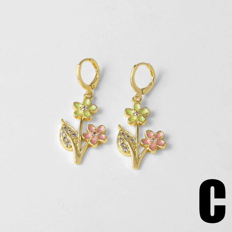 Jewelry Europe and the United States hot selling copper plated 18k gold rose flower pendant earrings erz09 earrings