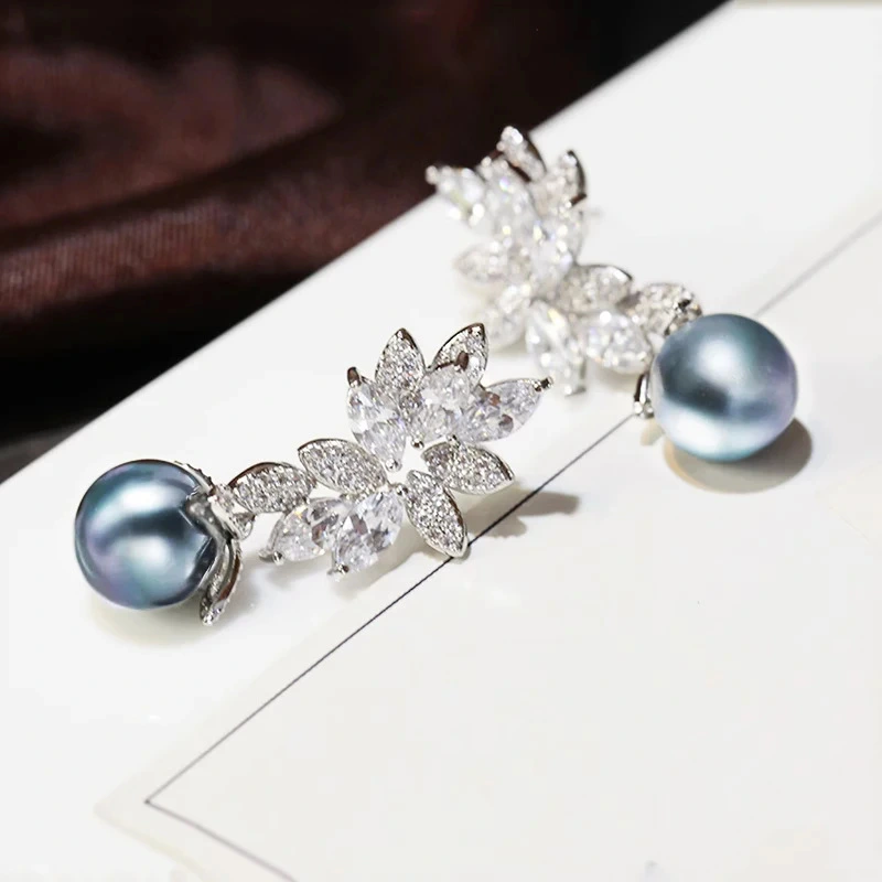 Korean high-end imitation pearl earrings Korean retro wheat ear flower earrings fashion earrings