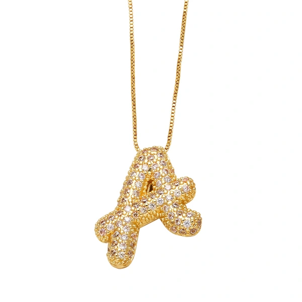 AS jewelry new hot selling writing full zirconium 26 English letters pendant necklace clavicle chain nkz14