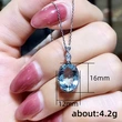 New luxury light blue simulated topaz group inlaid zircon necklace fashion pendant women's clavicle chain