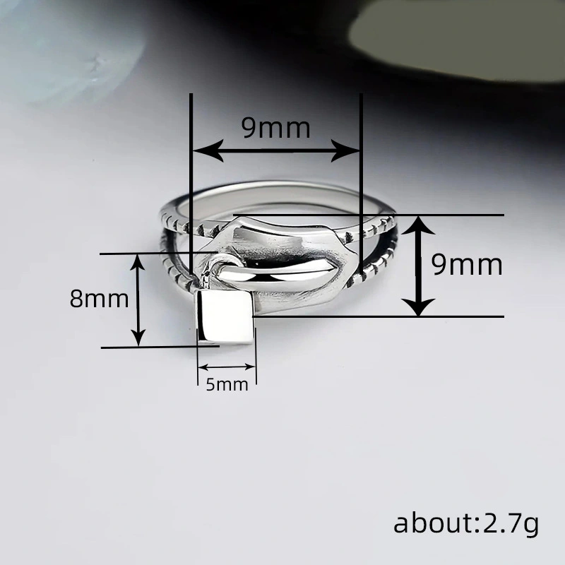  Niche design zipper design ring female personality special shape network celebrity matching accessories fashionable popular style