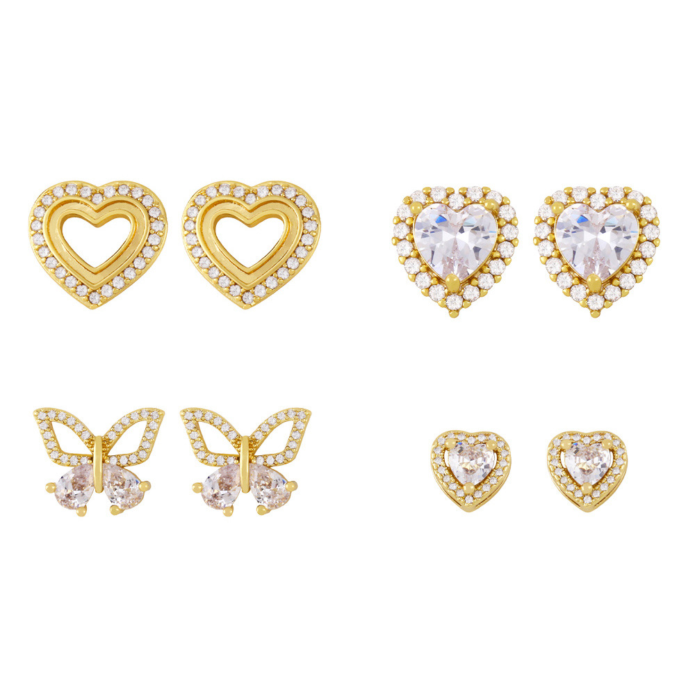Hot selling jewelry zircon butterfly earrings women's small and exquisite earrings European and American love earrings ery11