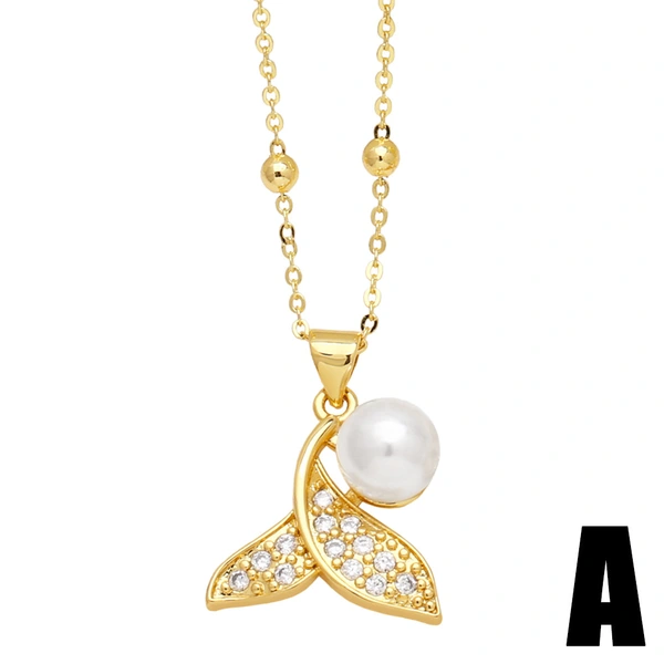 European and American personality sailboat necklace niche high-end pearl star beach clavicle chain pendant nkq32