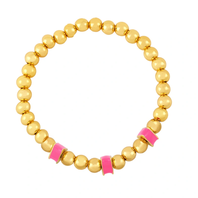 Clearance European and American jewelry color dripping copper plated 18K gold round beads couple beaded bracelet bracelet bre90