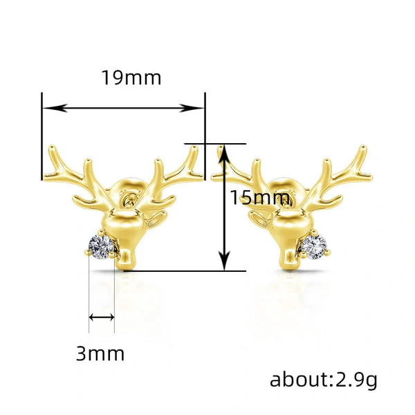  Cute big deer antler earrings for women Christmas holiday trendy earrings with micro-inlaid zircon fashion earrings