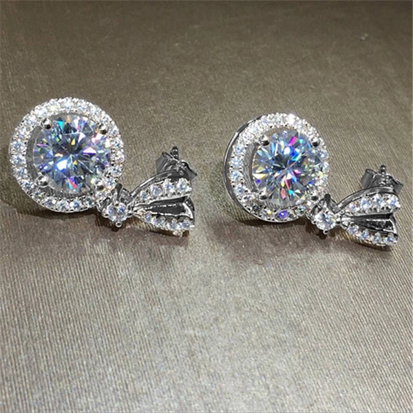 Wedding Bridal Jewelry Exquisite Zircon Heart-Shaped Drop Earrings for Women European and American Quality Earrings Manufacturer Wholesale