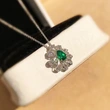 2022 new arrival exquisite teardrop-shaped zircon necklace for women imitation emerald gemstone pendant clavicle necklace for women