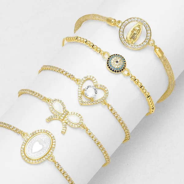 AS jewelry European and American love Virgin Mary bracelet female copper plated 18k gold bow bracelet brm21