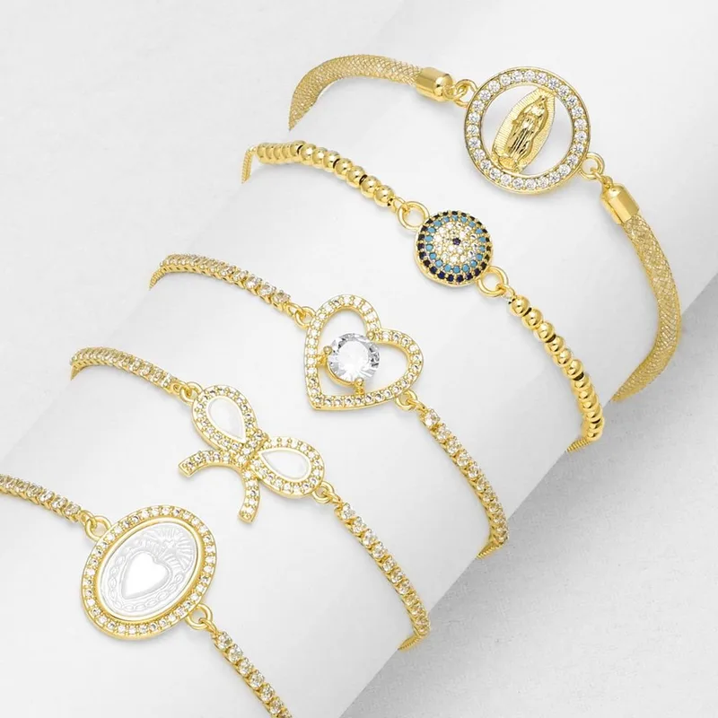 AS jewelry European and American love Virgin Mary bracelet female copper plated 18k gold bow bracelet brm21