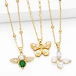 European and American jewelry temperament pearl butterfly necklace personality bee clavicle chain versatile necklace wholesale nkn03