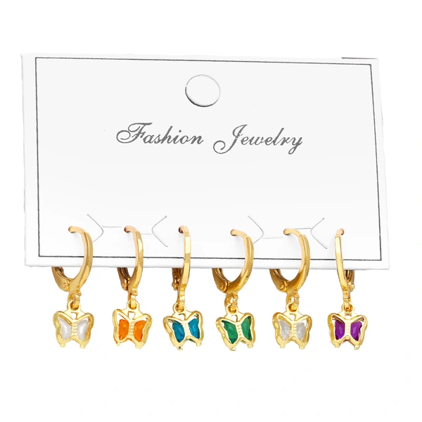 Clearance new earrings set European and American fashion temperament butterfly earrings six-piece earrings era136