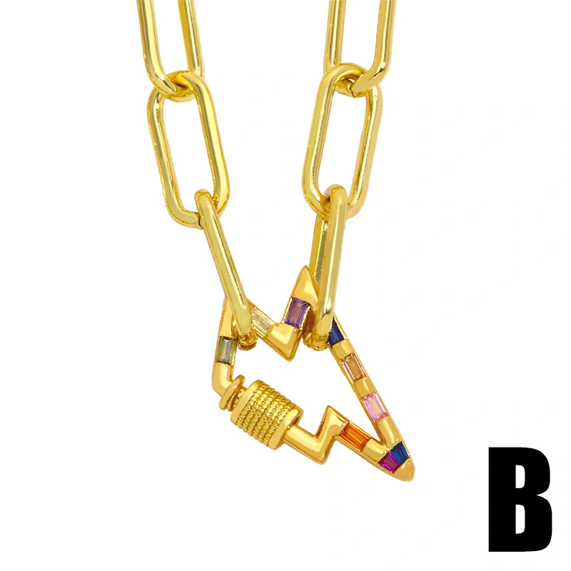 Clearance thick chain cross necklace female niche design lightning round oval trend necklace nkv38