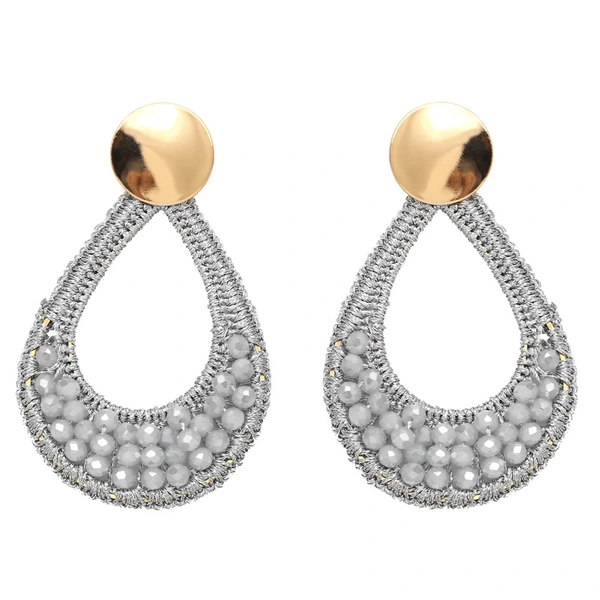 European and American retro rice bead water drop earrings ethnic style geometric earrings Bohemian handmade earrings female era198