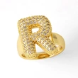 AS jewelry 26 English letters ring female gold-plated full zircon open ring rih31