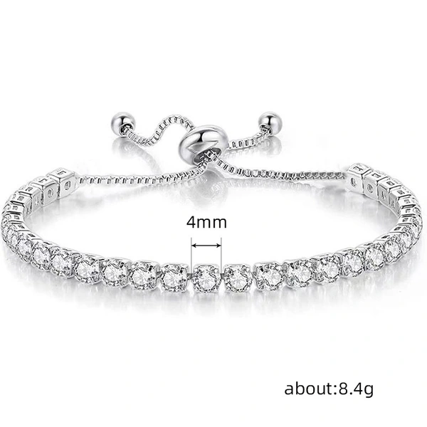 Fashion bracelet for women, niche, simple, high-end hand jewelry, single row, 4mm adjustable jewelry
