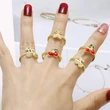 AS jewelry Europe and the United States hot selling full zircon fruit cherry ring copper plated real gold open ring female rir90