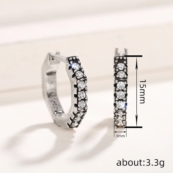 European and American style new sweet cool earrings for women with hexagonal geometric design accessories niche internet celebrity personality style