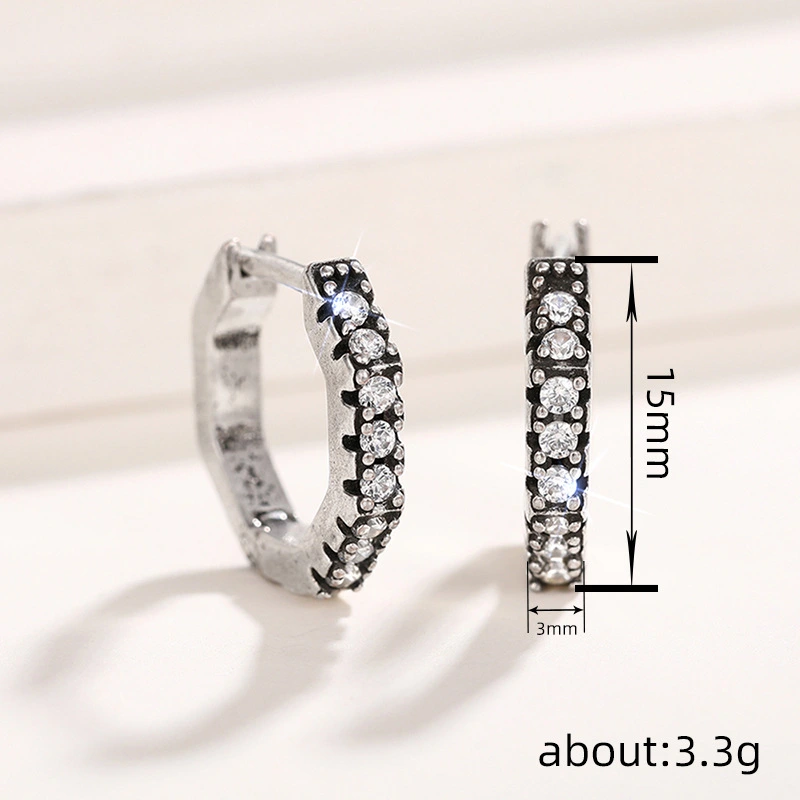 European and American style new sweet cool earrings for women with hexagonal geometric design accessories niche internet celebrity personality style