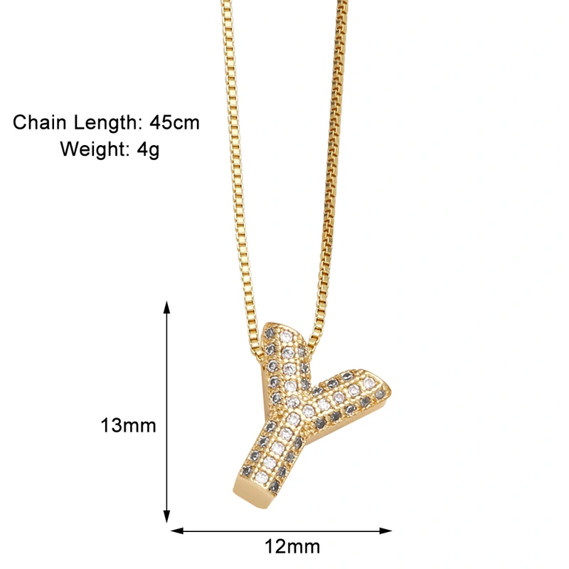 Temu hot selling 26 English letters necklace inlaid with zircon gold-plated clavicle necklace jewelry nkp54