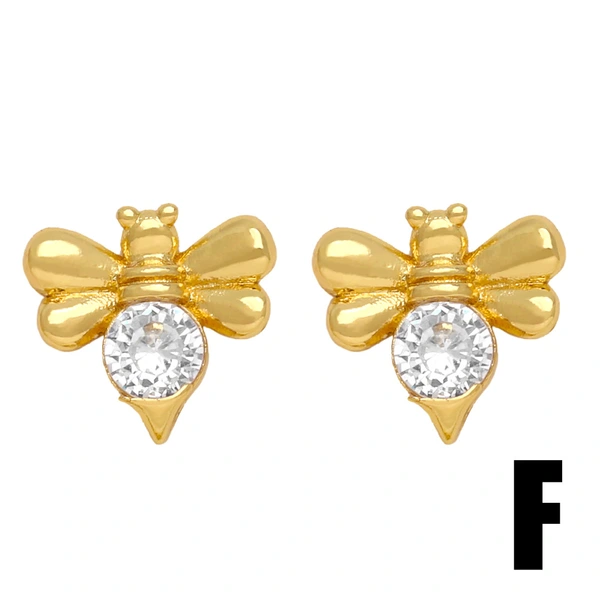 Simple, exquisite, small, diamond-studded zircon, star, lightning, flower, cat, earrings, niche, mini earrings ert30
