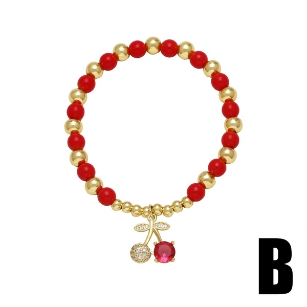 AS jewelry European and American new style inlaid zircon fruit cherry bracelet beaded hand jewelry bre17 bracelet