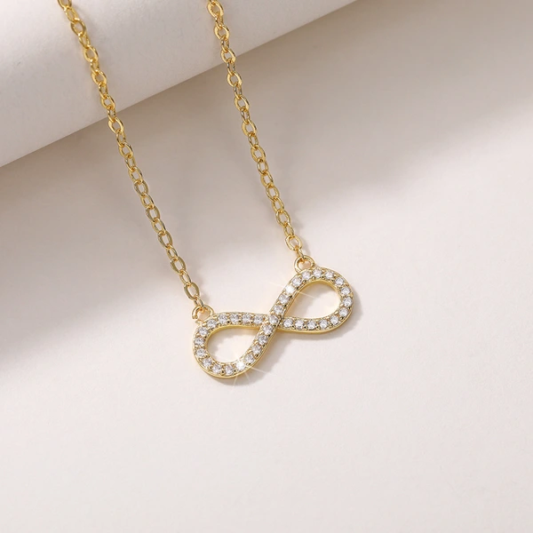 Infinite Love 8-shaped necklace full of diamonds twisted heart diamond women's elegant and versatile temperament fast shaking live broadcast money jewelry