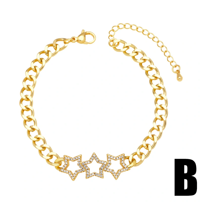 European and American jewelry Internet celebrity cold style sweet cool simple star pin bracelet love bracelet female brj78