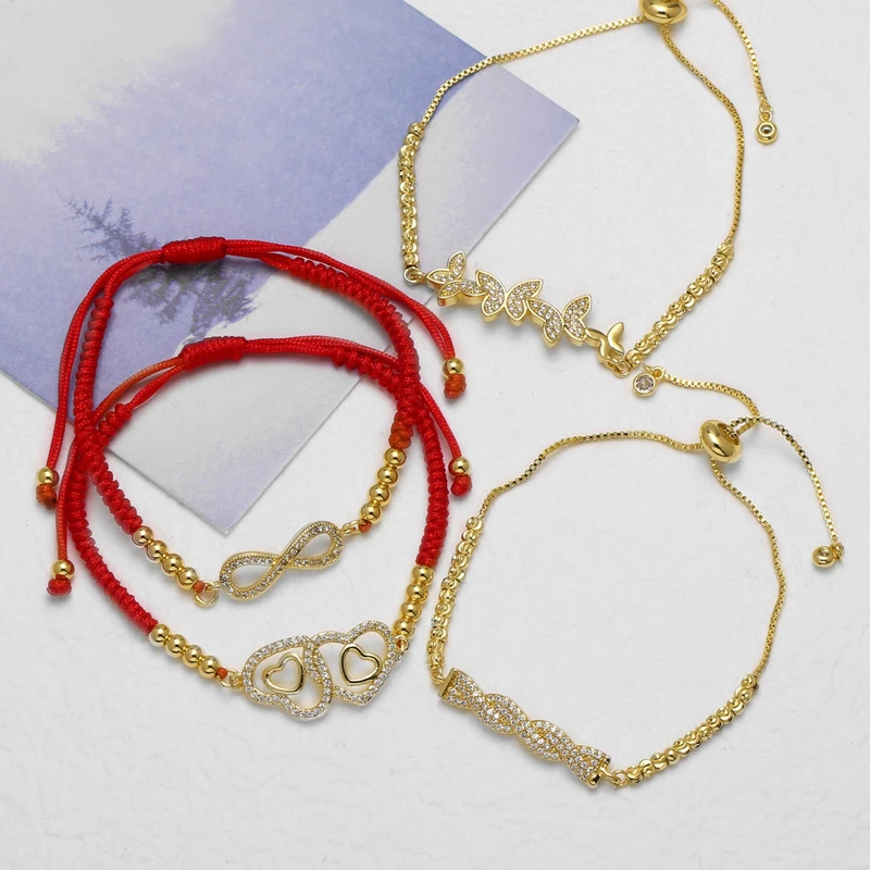 AS jewelry red rope double love 8-shaped bracelet micro-studded zircon butterfly bracelet hand jewelry bra90