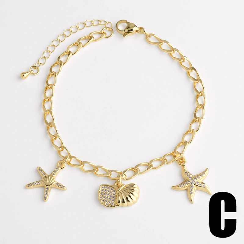 AS jewelry ocean style starfish pendant bracelet copper gold-plated bracelet bra79 bracelet