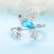  Fashionable niche design colorful ring female hummingbird open adjustable ring popular style