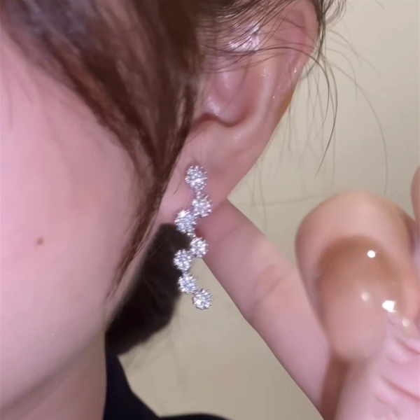 Fully inlaid with flowers and snowflakes, exquisite long earrings with elegant leaf shape and galaxy earrings, clearance sale