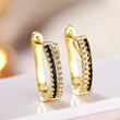 Factory direct sales design ear clips for women, two-tone zircon geometric earrings, personalized popular style