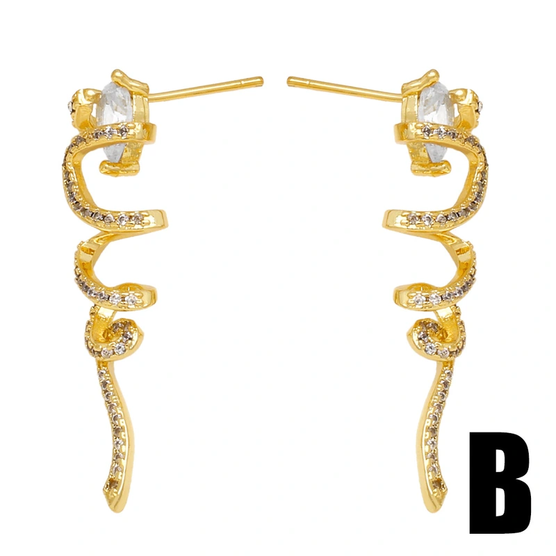 Clearance European and American simple earrings high-end sense i metal 18k gold temperament versatile earrings diamond earrings eru23