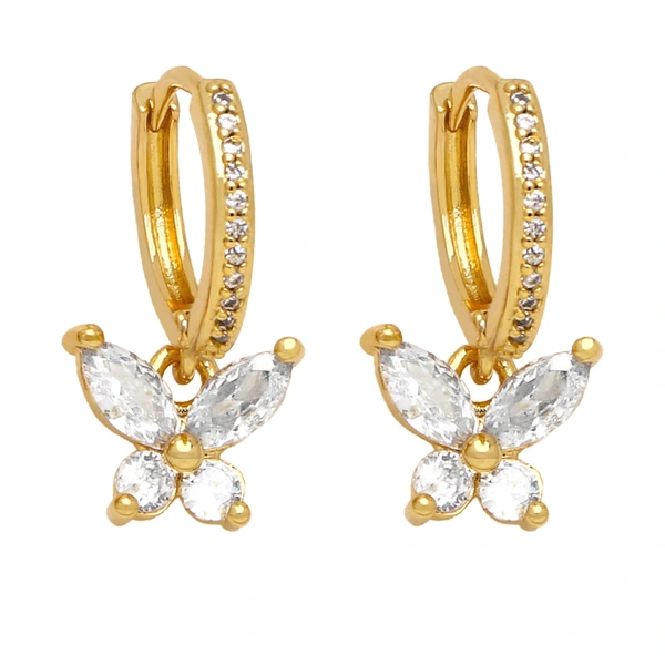 New European and American style simple zircon butterfly earrings women's light luxury niche temperament all-match flower earrings eru36