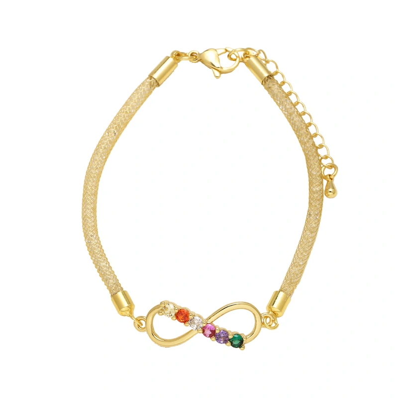 AS jewelry hot selling copper plated real gold full zircon 8 figure bracelet hand jewelry brf98 bracelet