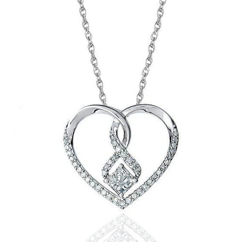Korean style necklace simple shining heart-shaped zircon pendant clavicle chain Valentine's Day gift for girlfriend