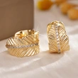 Live hot sale earrings for women with leaf-shaped micro-inlaid zircon imitation gold accessories, French elegant ladies' jewelry
