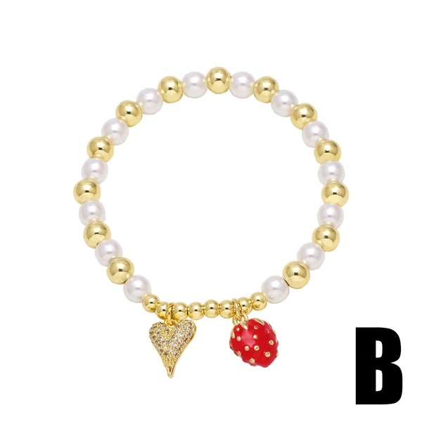 AS jewelry European and American new pearl fruit love strawberry bracelet gold-plated oil drop bracelet hand jewelry brm73