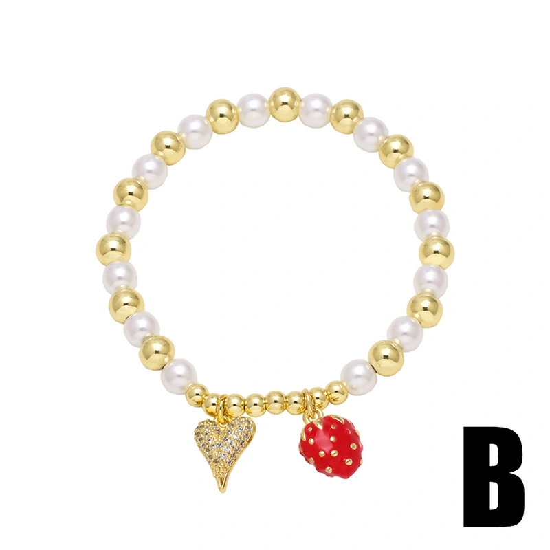 AS jewelry European and American new pearl fruit love strawberry bracelet gold-plated oil drop bracelet hand jewelry brm73