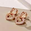  Micro-inlaid zircon sparkling earrings for women, fashionable heart hollow design earrings, sweet style for daily wear