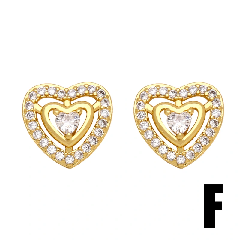 Hot selling zircon heart crab flower fish bone small earrings cute small diamond ear bone studs ert24