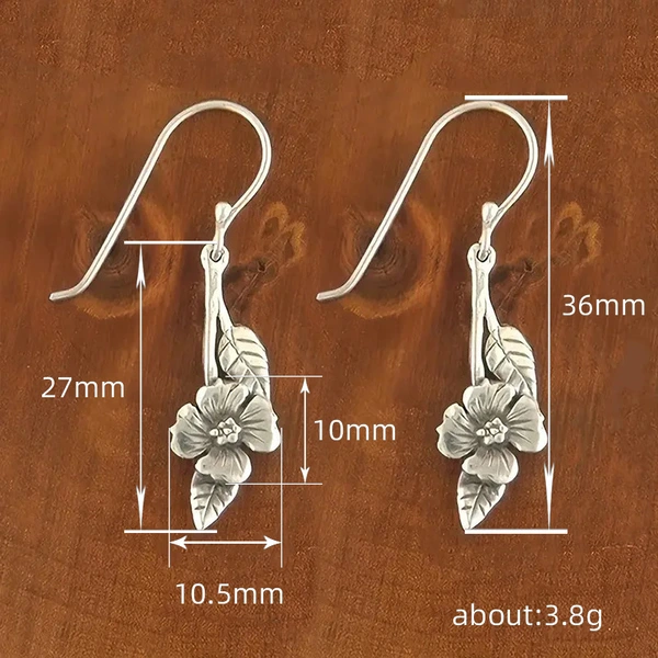 European and American new leaf flower earrings two-color retro niche simple earrings long earrings