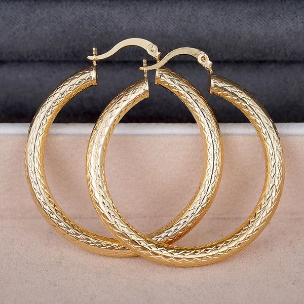 Exotic Middle Eastern large hoop earrings cross checkered metal accessories trendy temperament earrings