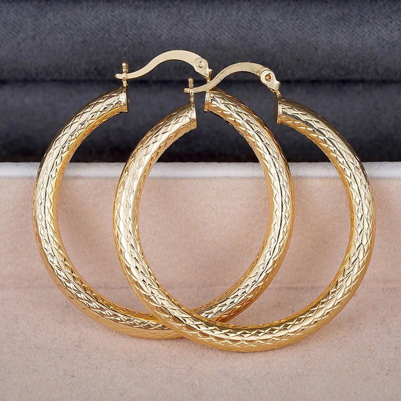 Exotic Middle Eastern large hoop earrings cross checkered metal accessories trendy temperament earrings